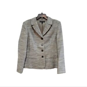 Lafayette 148 Wool BIend Tweed Blazer Beige Women's Size 14